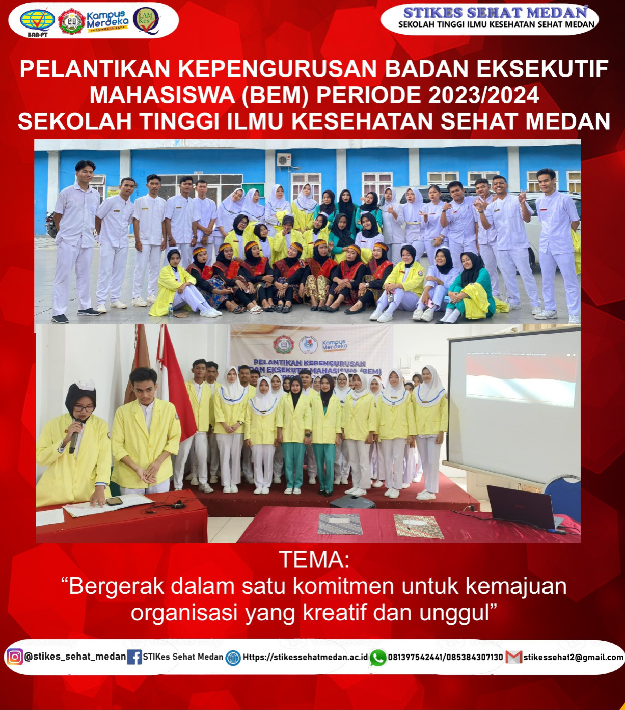 PELANTIKAN KEPENGURUSAN BADAN EKSEKUTIFMAHASISWA (BEM) PERIODE 2023/2024 SEKOLAH TINGGI ILMU KESEHATAN SEHAT MEDAN